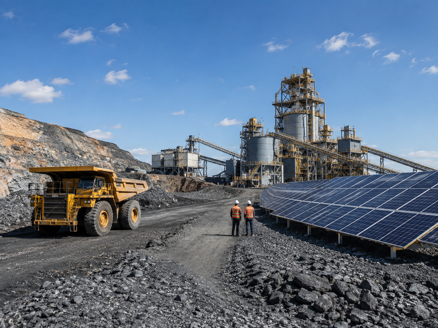 Mining and manufacturing site supported by solar energy